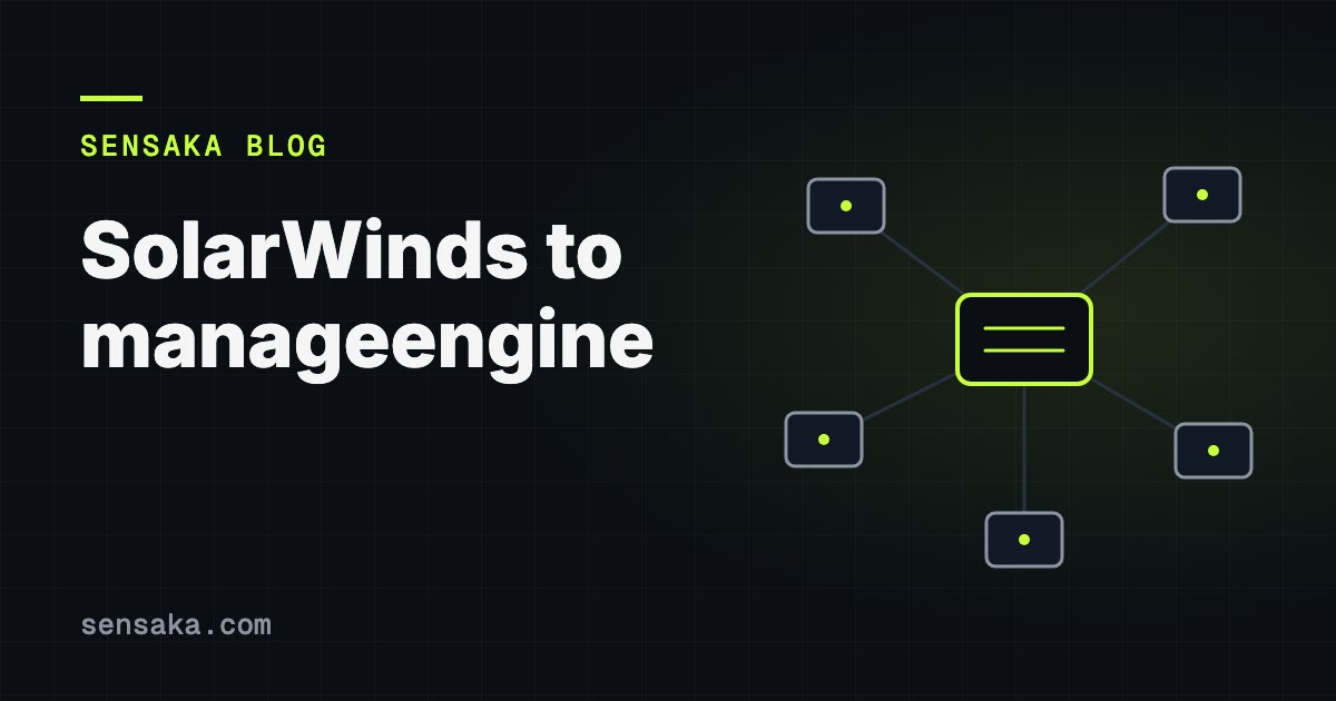 Switching from SolarWinds to ManageEngine? What a year of user reports says to: illustration of a network of linked devices
