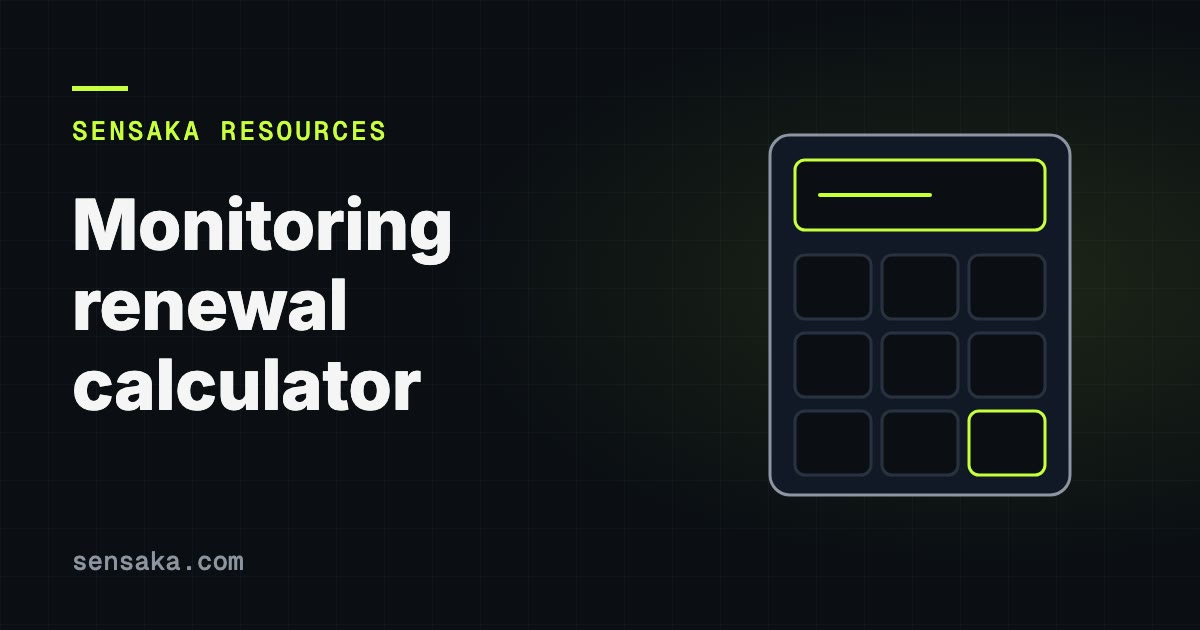 Monitoring Renewal & TCO Savings Calculator: illustration of a calculator grid with a result